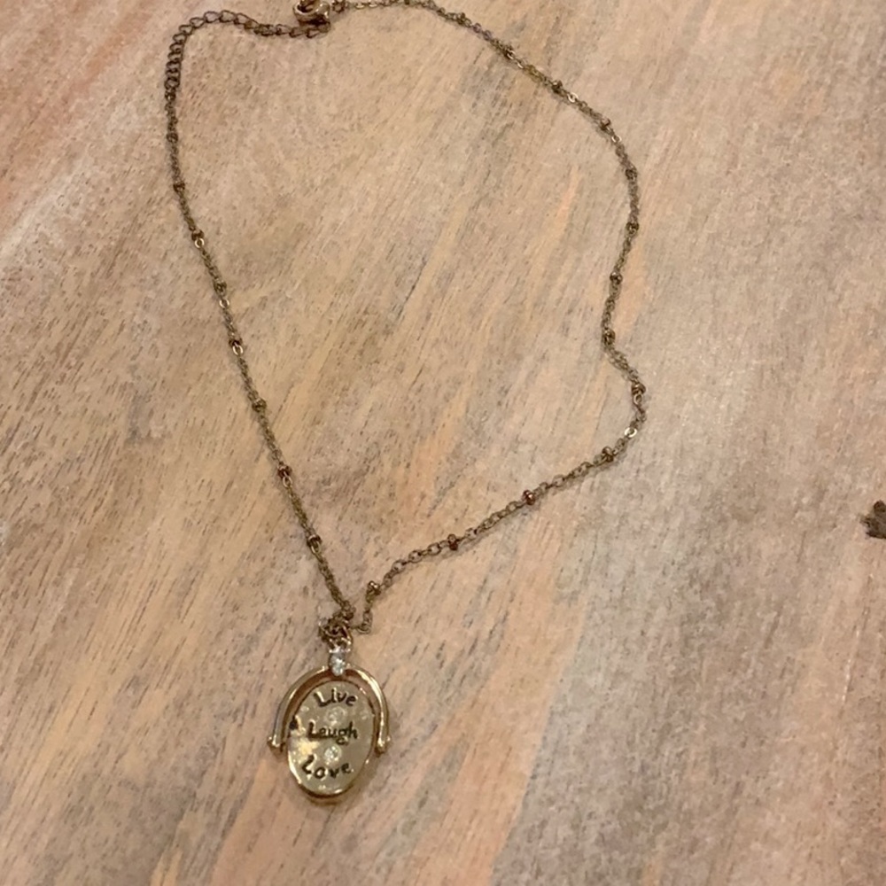 Live love laugh gold plated pendant necklace
